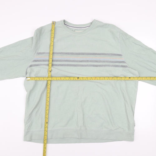 Fat Face Mens Green 3XL Striped Crew Neck Cotton Sweatshirt