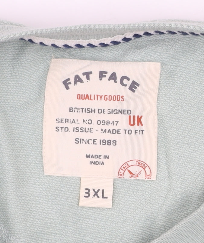 Fat Face Mens Green 3XL Striped Crew Neck Cotton Sweatshirt