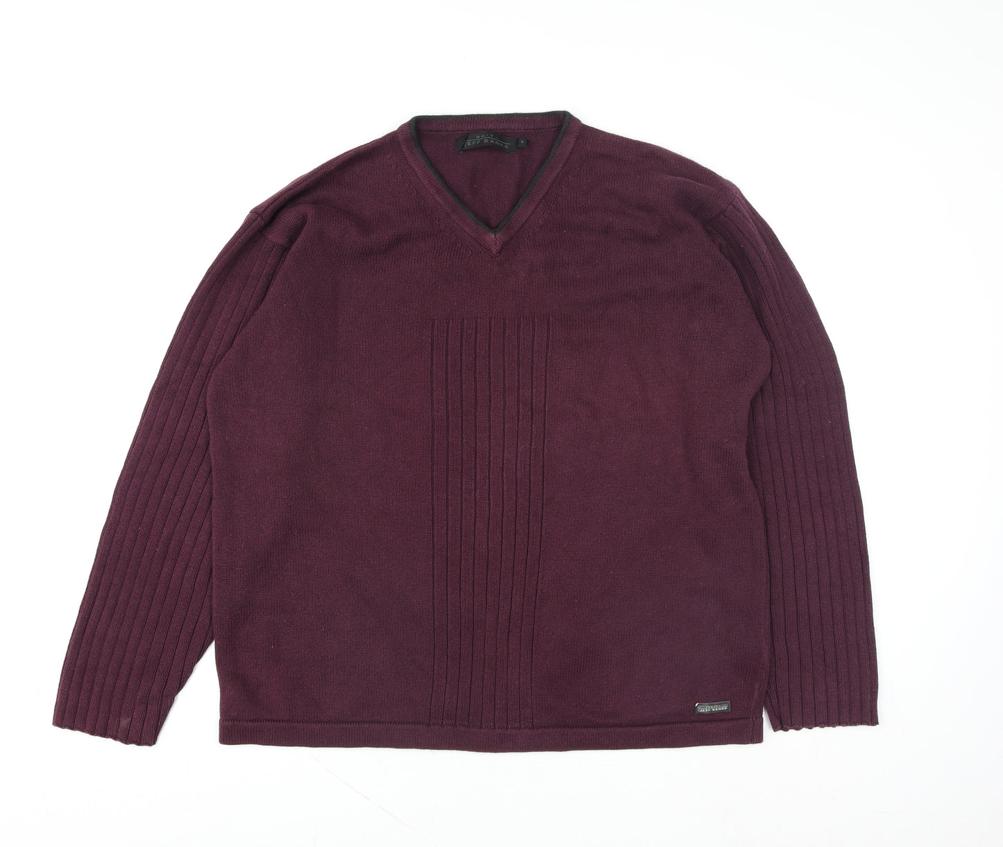 Jeff Banks Men’s Purple Cotton V-Neck Jumper L Classic Fit