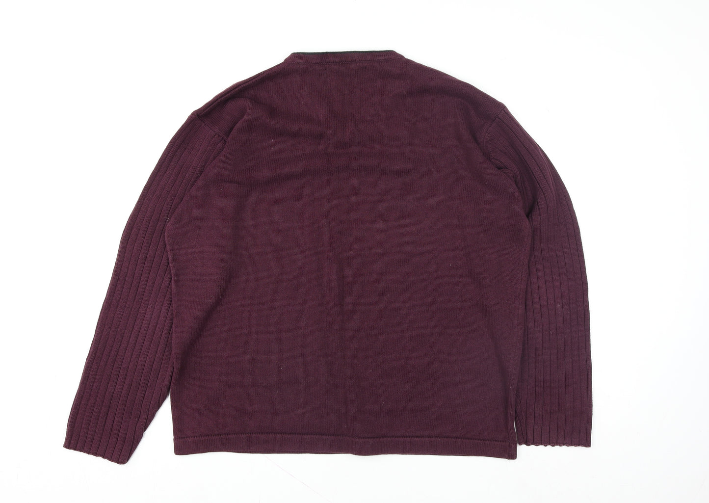 Jeff Banks Men’s Purple Cotton V-Neck Jumper L Classic Fit