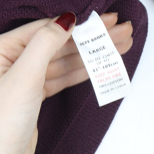 Jeff Banks Men’s Purple Cotton V-Neck Jumper L Classic Fit