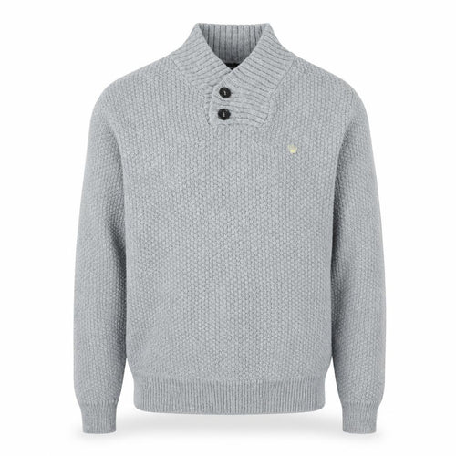 Junk de Luxe Men Grey XL Chunky Knit Mohair Henley Jumper