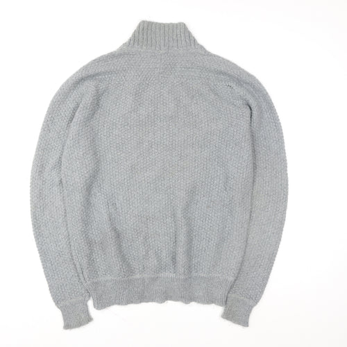Junk de Luxe Men Grey XL Chunky Knit Mohair Henley Jumper