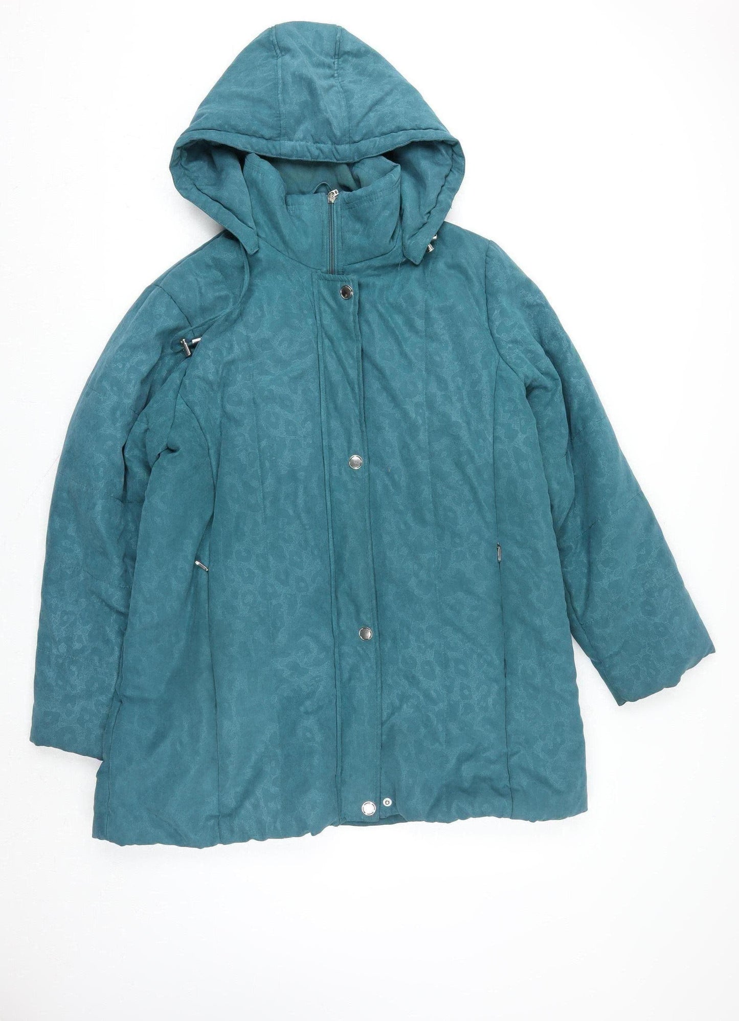 Finesse Women’s Blue Animal Print Hooded Parka Coat Size 20