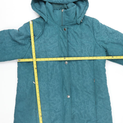Finesse Women’s Blue Animal Print Hooded Parka Coat Size 20
