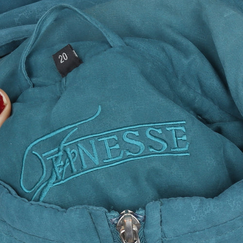 Finesse Women’s Blue Animal Print Hooded Parka Coat Size 20