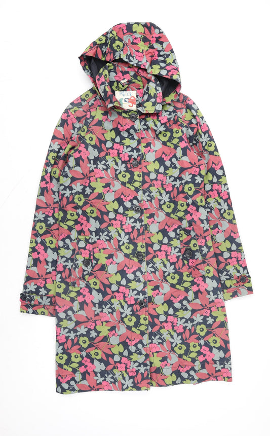 Seasalt Cornwall Women’s Multicoloured Floral Hooded Rain Coat UK 8