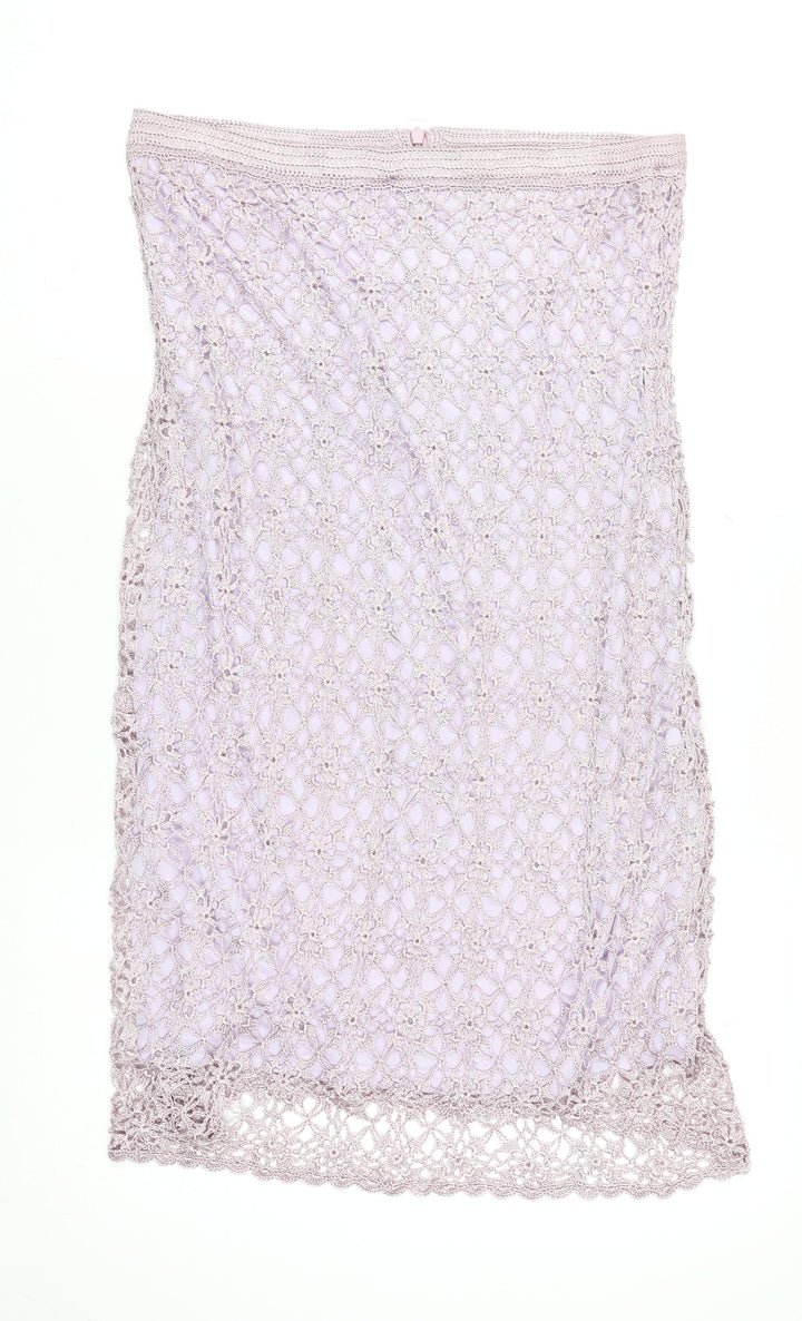 Claire Kennedy Women’s Purple Handmade Crochet Knit Skirt Size 4