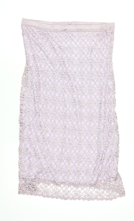 Claire Kennedy Women’s Purple Handmade Crochet Knit Skirt Size 4