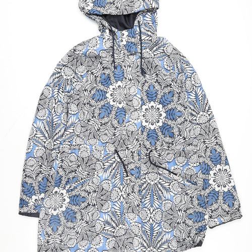 Peacocks Womens Blue Floral Waterproof Hooded Rain Coat Size 14