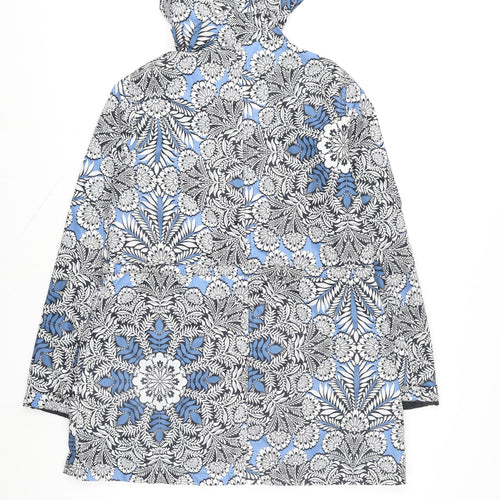 Peacocks Womens Blue Floral Waterproof Hooded Rain Coat Size 14