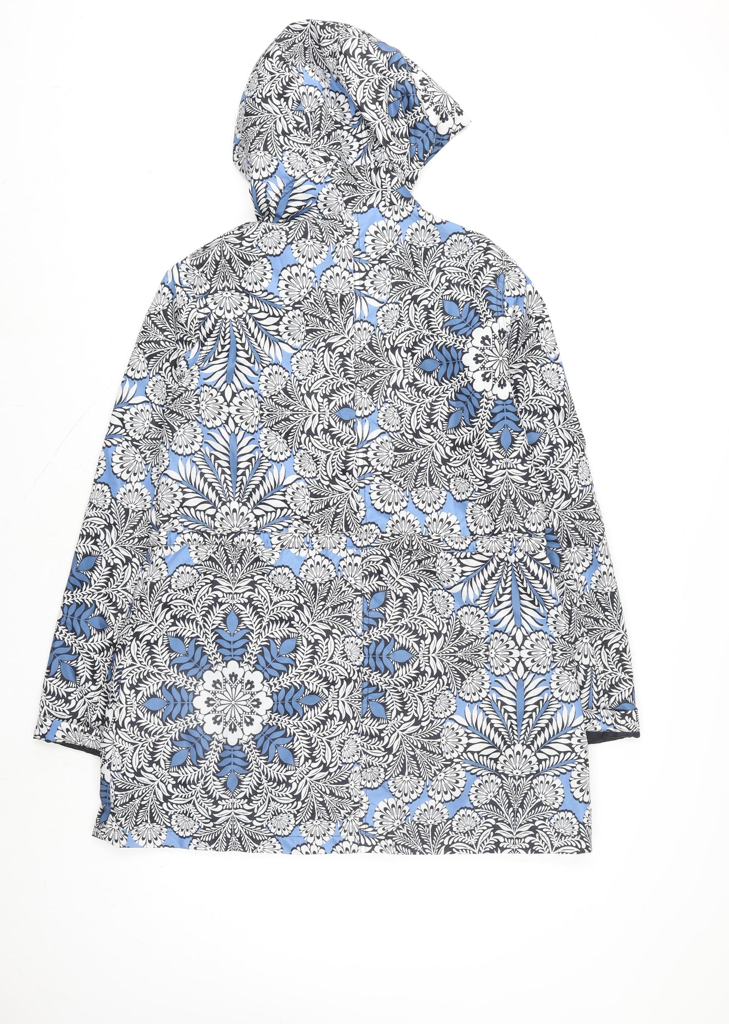 Peacocks Womens Blue Floral Waterproof Hooded Rain Coat Size 14