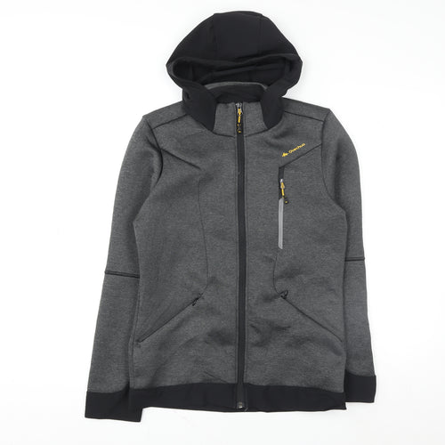 Quechua Men's Grey Softshell Hiking Jacket S Hooded Windproof