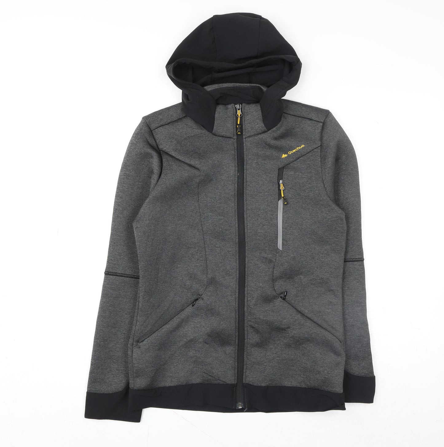 Quechua Men's Grey Softshell Hiking Jacket S Hooded Windproof