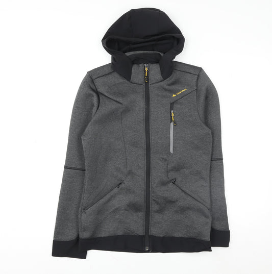 Quechua Men's Grey Softshell Hiking Jacket S Hooded Windproof