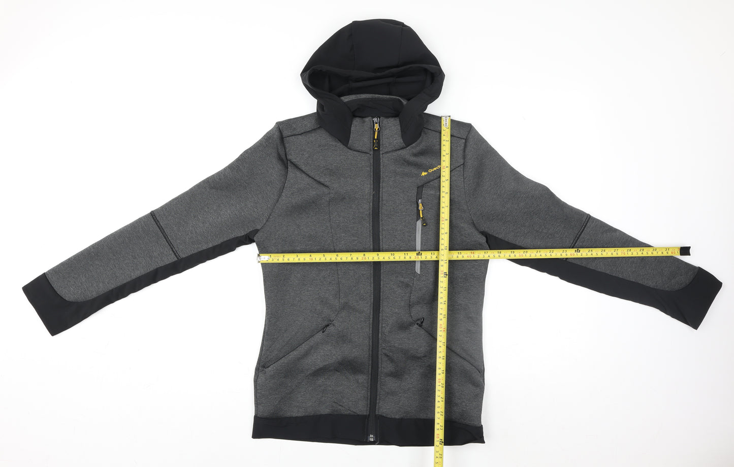 Quechua Men's Grey Softshell Hiking Jacket S Hooded Windproof
