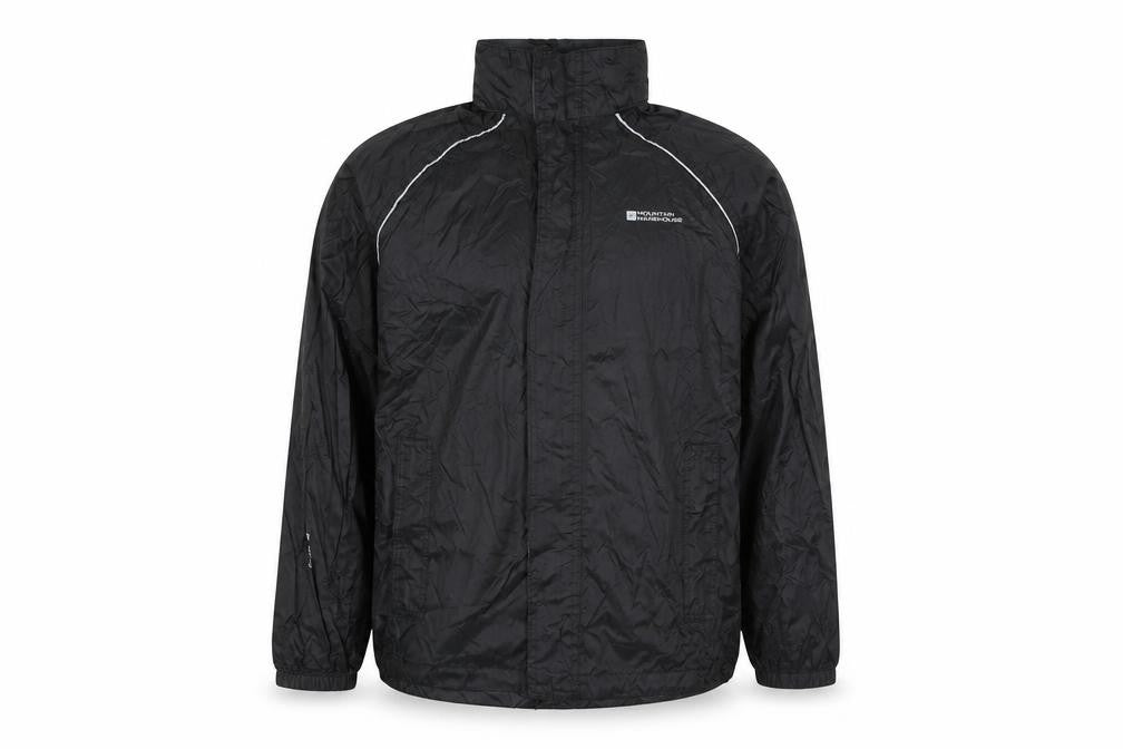 Front view of Mountain Warehouse Men's Black XS Windbreaker Lightweight Jacket