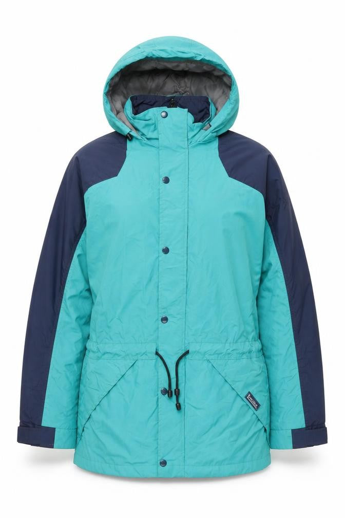 Front view of Yormalt Women's Blue Hooded Nylon Anorak Jacket, size M
