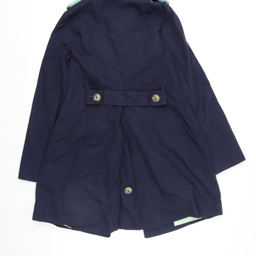 Boden Women's Navy Blue Cotton Trench Coat UK 6 Classic Long Double Breasted