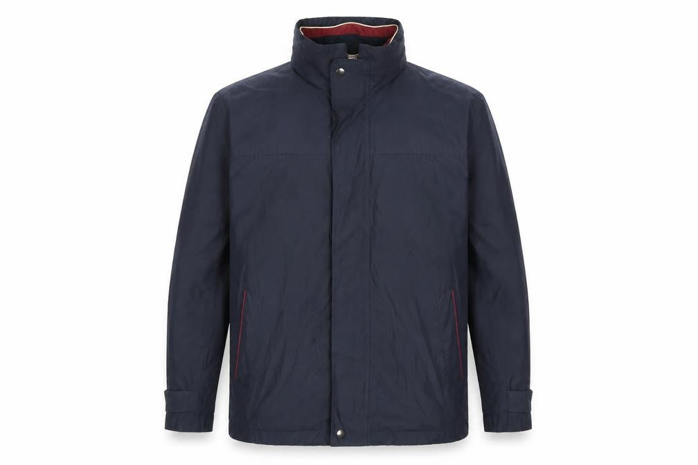 Front view of Skopes Men's Blue L Regular Mid-Length Water Resistant Jacket
