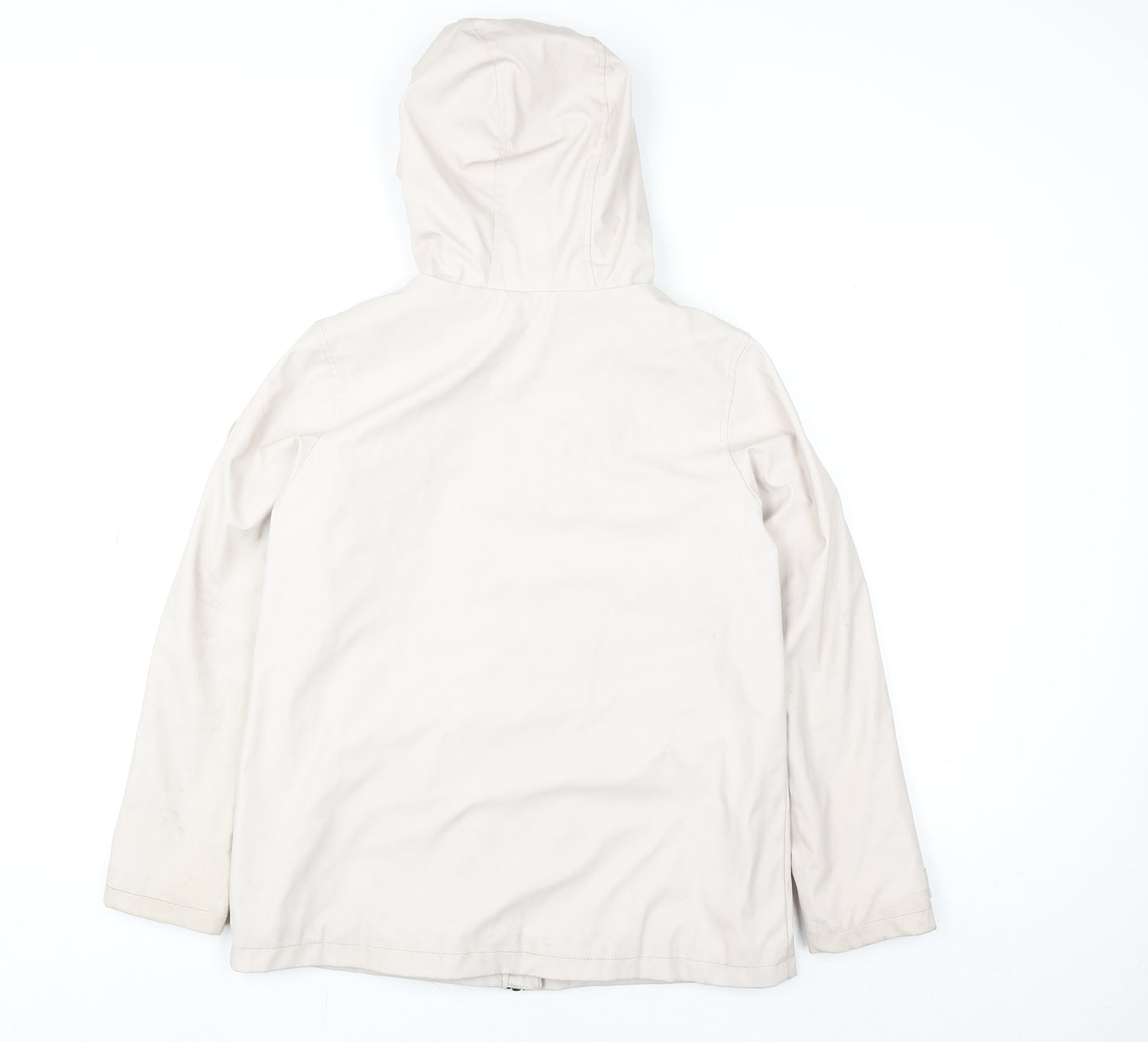 Primark Girls Beige Hooded Parka Coat 10-11 Years Lined Full Zip Pockets