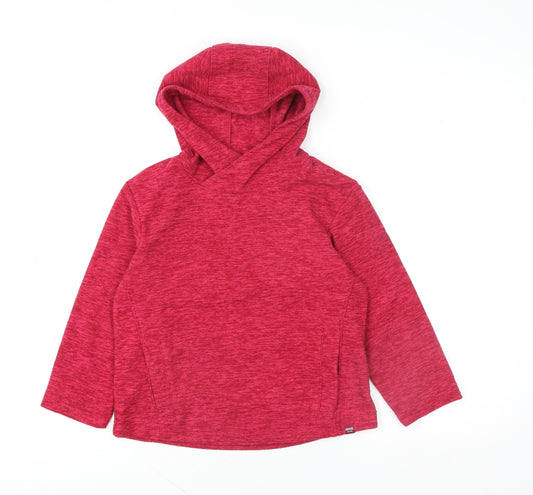 Regatta Girls Red Fleece Pullover Hoodie 7-8 Years Warm Casual Top