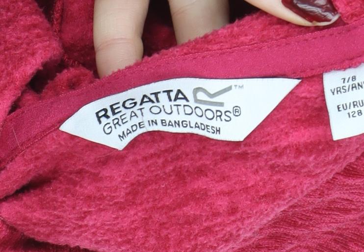 Regatta Girls Red Fleece Pullover Hoodie 7-8 Years Warm Casual Top