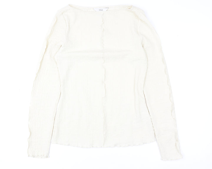 Marks and Spencer Women’s Ivory Long Sleeve Stretch Blouse Size 10