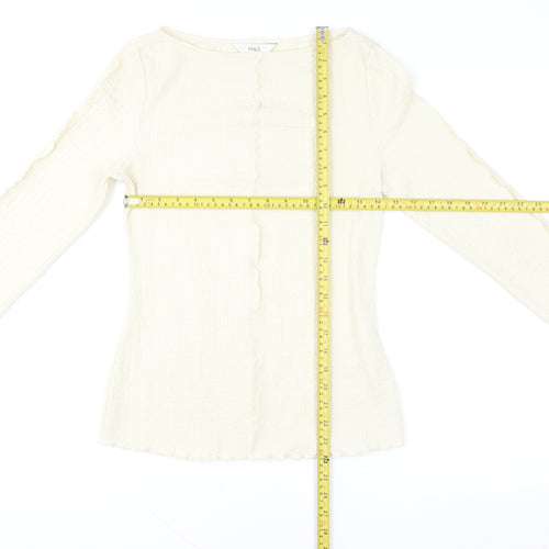 Marks and Spencer Women’s Ivory Long Sleeve Stretch Blouse Size 10