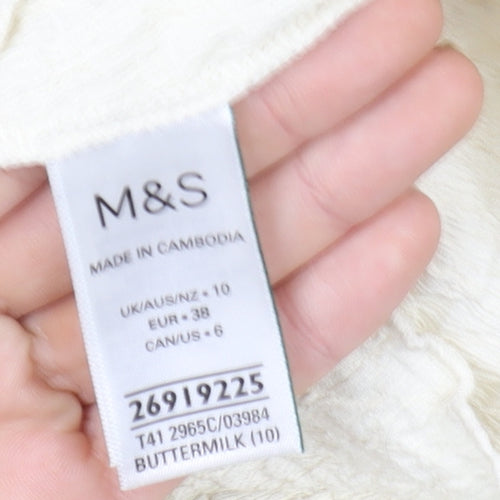 Marks and Spencer Women’s Ivory Long Sleeve Stretch Blouse Size 10