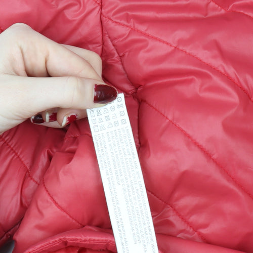 Bershka Women's Pink Hooded Puffer Jacket Size 8