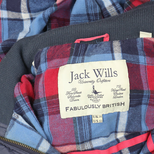 Jack Wills Women Blue Faux Fur Hooded Puffer Gilet Size 14