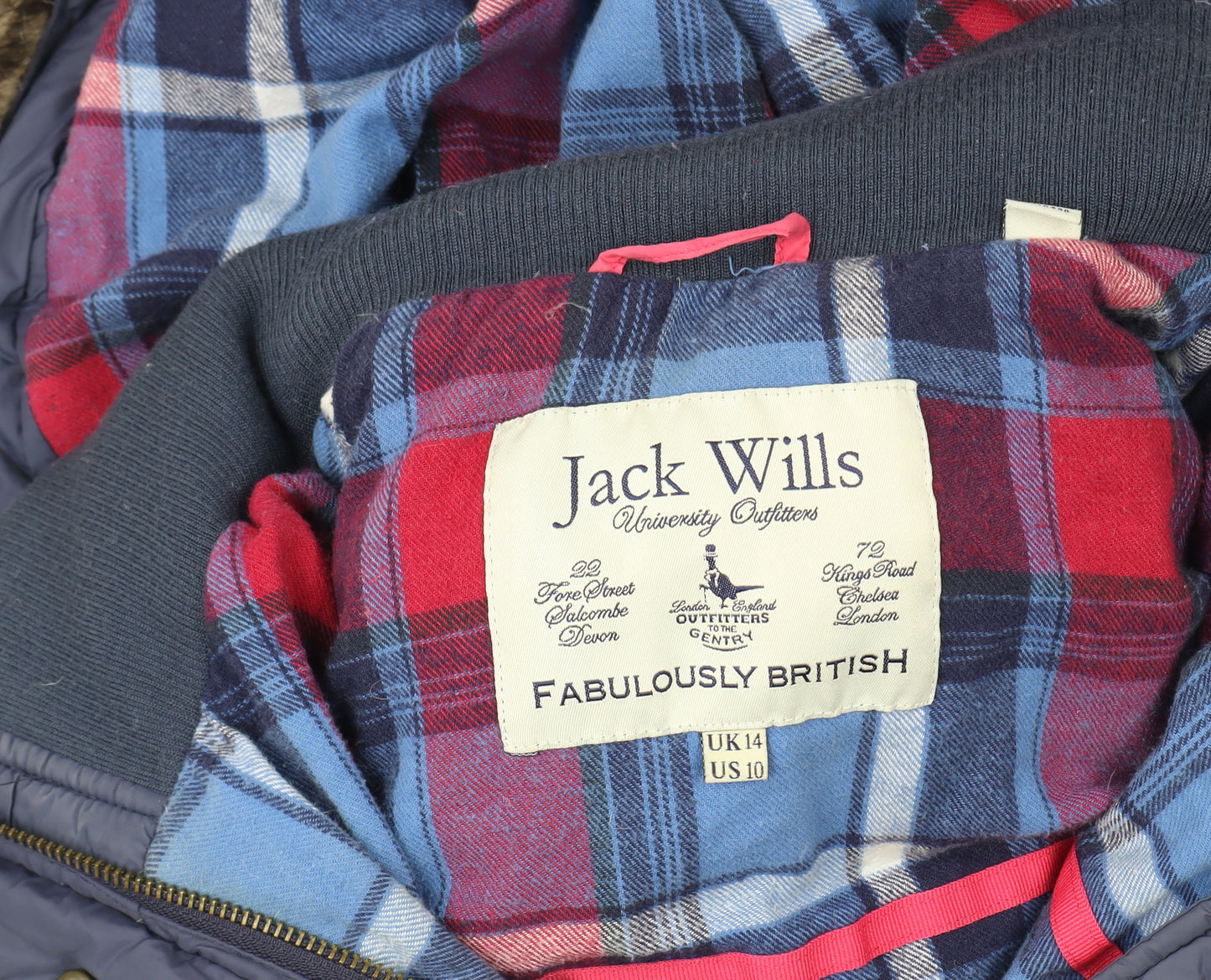 Jack Wills Women Blue Faux Fur Hooded Puffer Gilet Size 14