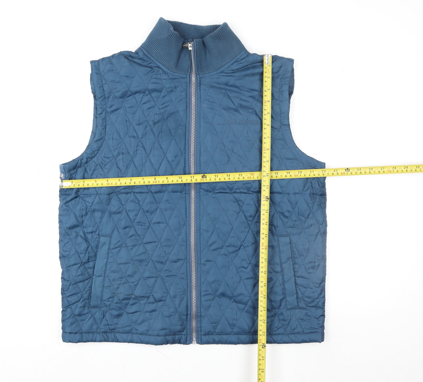 Calvin Klein Jeans Women's Blue Quilted Waistcoat XL Polyester Vest