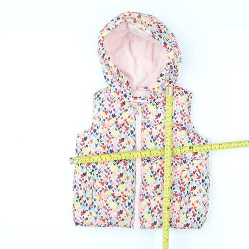 Tu Kids Girls Multicoloured Heart Print Hooded Puffer Gilet 2 Years