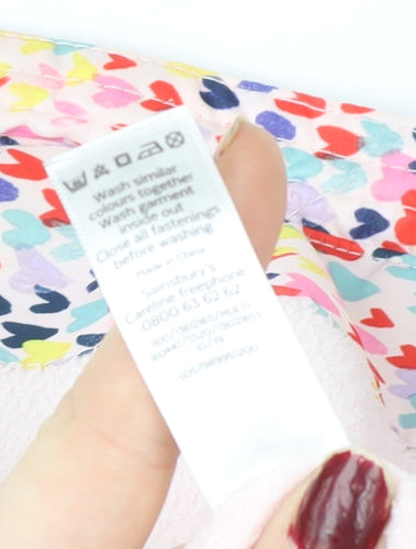 Tu Kids Girls Multicoloured Heart Print Hooded Puffer Gilet 2 Years