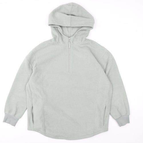 Nutmeg Women Light Grey Fleece 1/2 Zip Hooded Pullover Size 12