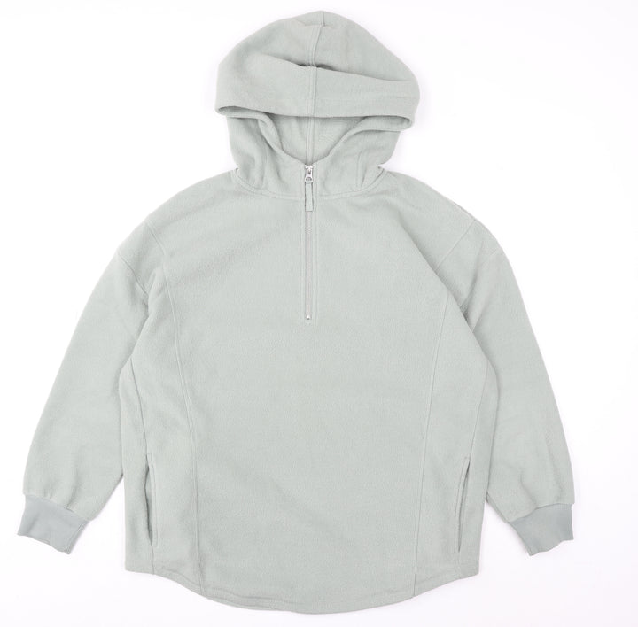 Nutmeg Women Light Grey Fleece 1/2 Zip Hooded Pullover Size 12