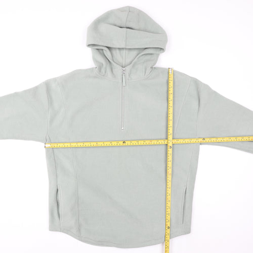 Nutmeg Women Light Grey Fleece 1/2 Zip Hooded Pullover Size 12