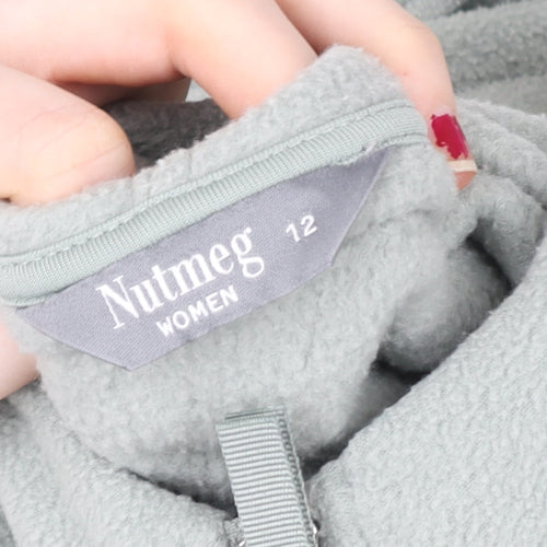 Nutmeg Women Light Grey Fleece 1/2 Zip Hooded Pullover Size 12