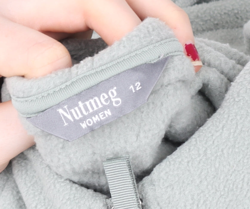Nutmeg Women Light Grey Fleece 1/2 Zip Hooded Pullover Size 12