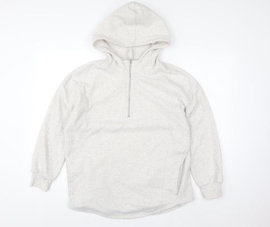 Nutmeg Women Beige 1/2 Zip Hoodie Size 12 Fleece Sweatshirt