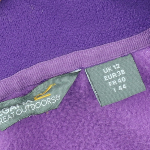 Regatta Womens Purple Fleece Jacket Size 12 Full Zip Outdoor Coat