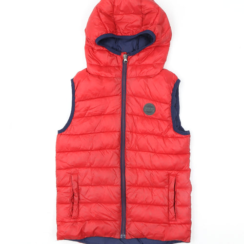 Next Boys Red Hooded Puffer Gilet 8 Years Quilted Nylon Waistcoat