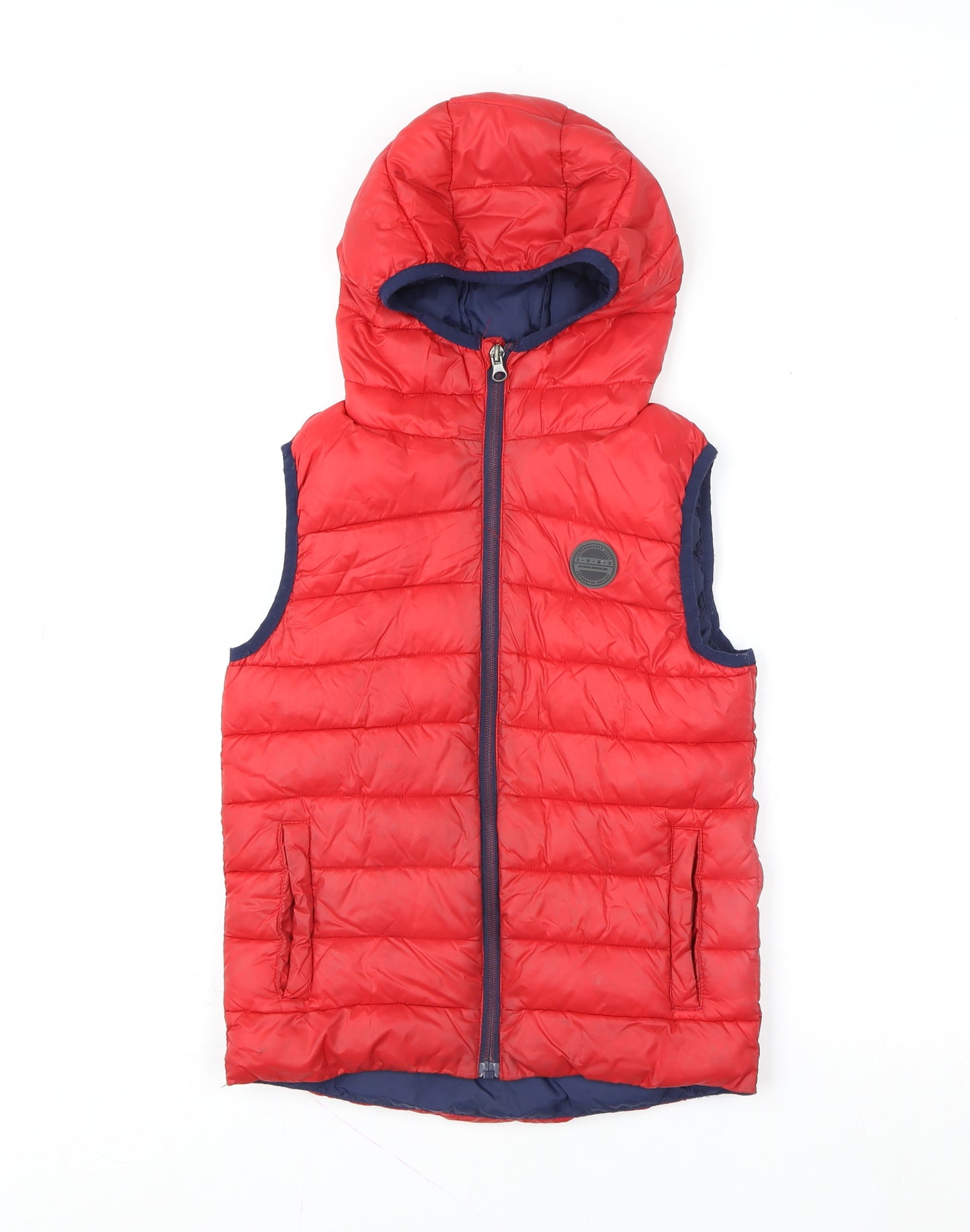 Next Boys Red Hooded Puffer Gilet 8 Years Quilted Nylon Waistcoat