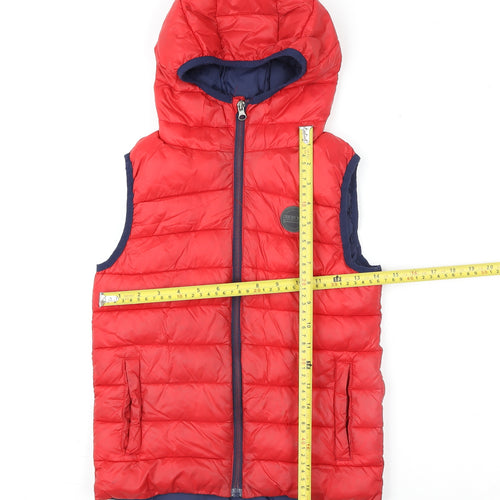 Next Boys Red Hooded Puffer Gilet 8 Years Quilted Nylon Waistcoat