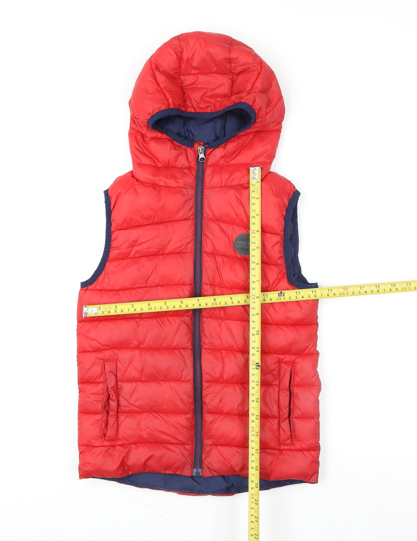 Next Boys Red Hooded Puffer Gilet 8 Years Quilted Nylon Waistcoat