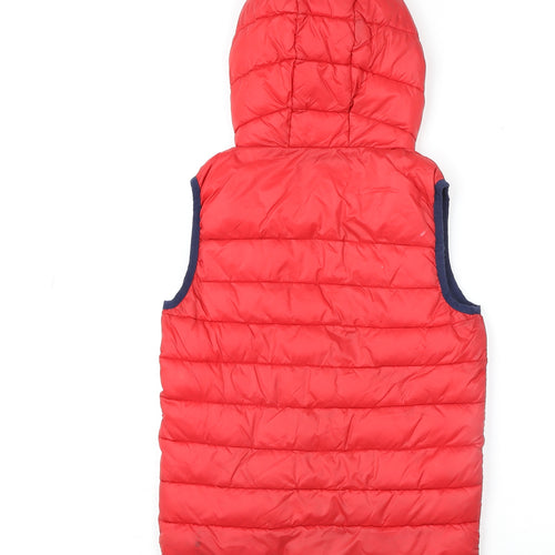 Next Boys Red Hooded Puffer Gilet 8 Years Quilted Nylon Waistcoat
