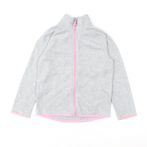 TESSENTIALS Girls Grey Fleece Full Zip Jacket Size 8 Years Lightweight