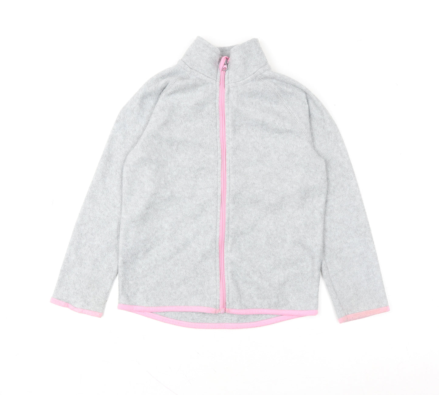 TESSENTIALS Girls Grey Fleece Full Zip Jacket Size 8 Years Lightweight
